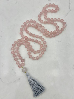 rose quartz gemstone mala necklace | handmade in boulder, colorado | radiant malas 