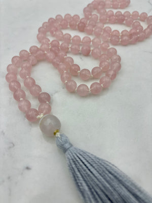 rose quartz gemstone mala necklace | handmade in boulder, colorado | radiant malas 