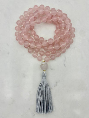 rose quartz gemstone mala necklace | handmade in boulder, colorado | radiant malas 