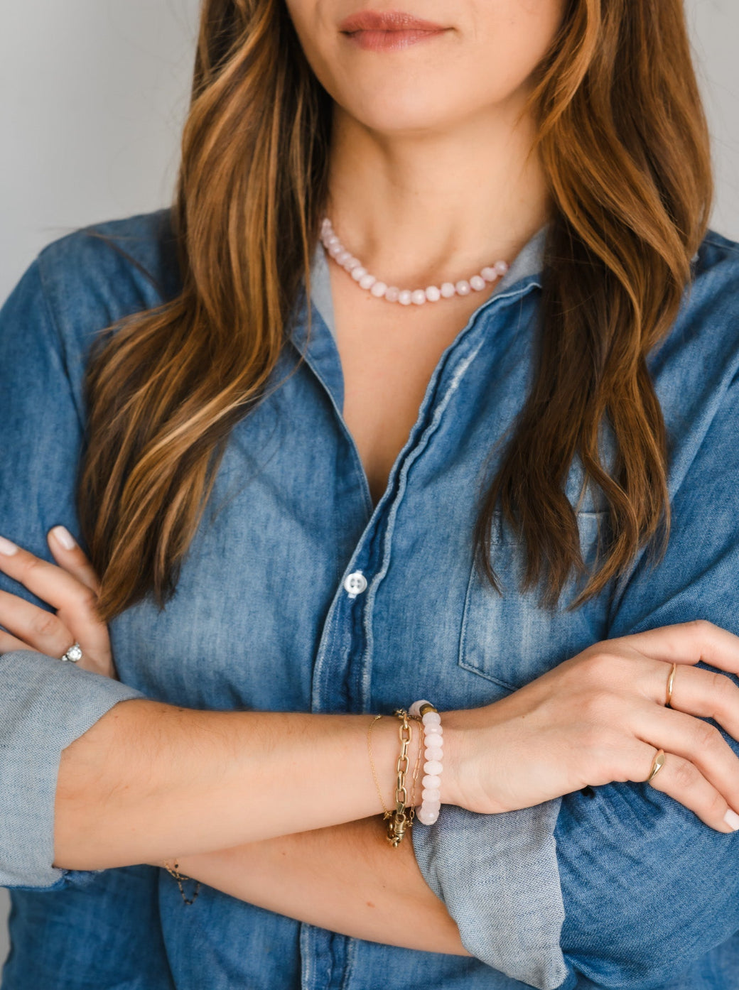 rose quartz gemstone knotted necklace | radiant malas | handmade in boulder, colorado