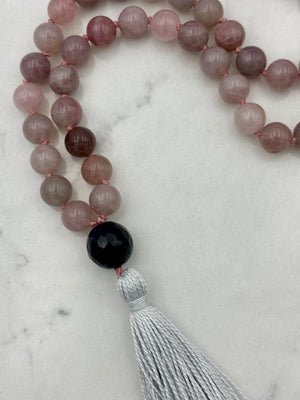 Rose Quartz gemstone mala necklace | radiant malas | handmade in boulder, colorado