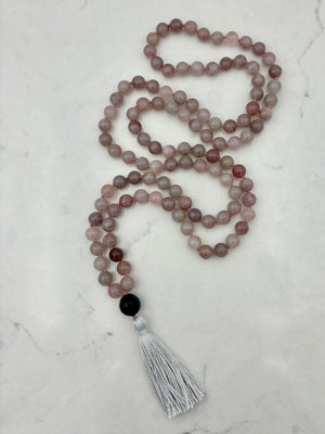 Rose Quartz gemstone mala necklace | radiant malas | handmade in boulder, colorado