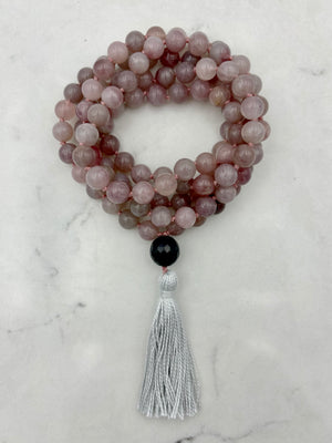 Rose Quartz gemstone mala necklace | radiant malas | handmade in boulder, colorado