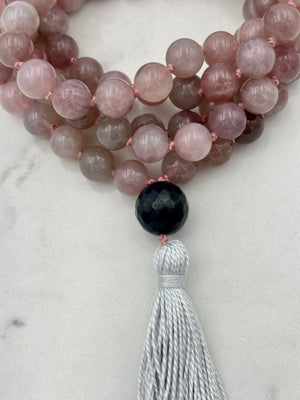 Rose Quartz gemstone mala necklace | radiant malas | handmade in boulder, colorado