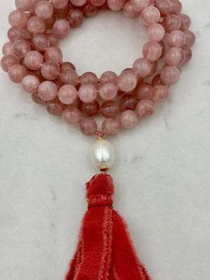 rose quartz gemstone mala necklace | radiant malas  handmade in boulder, colorado