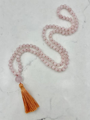 rose quartz gemstone mala necklace | radiant malas | handmade in boulder, colorado