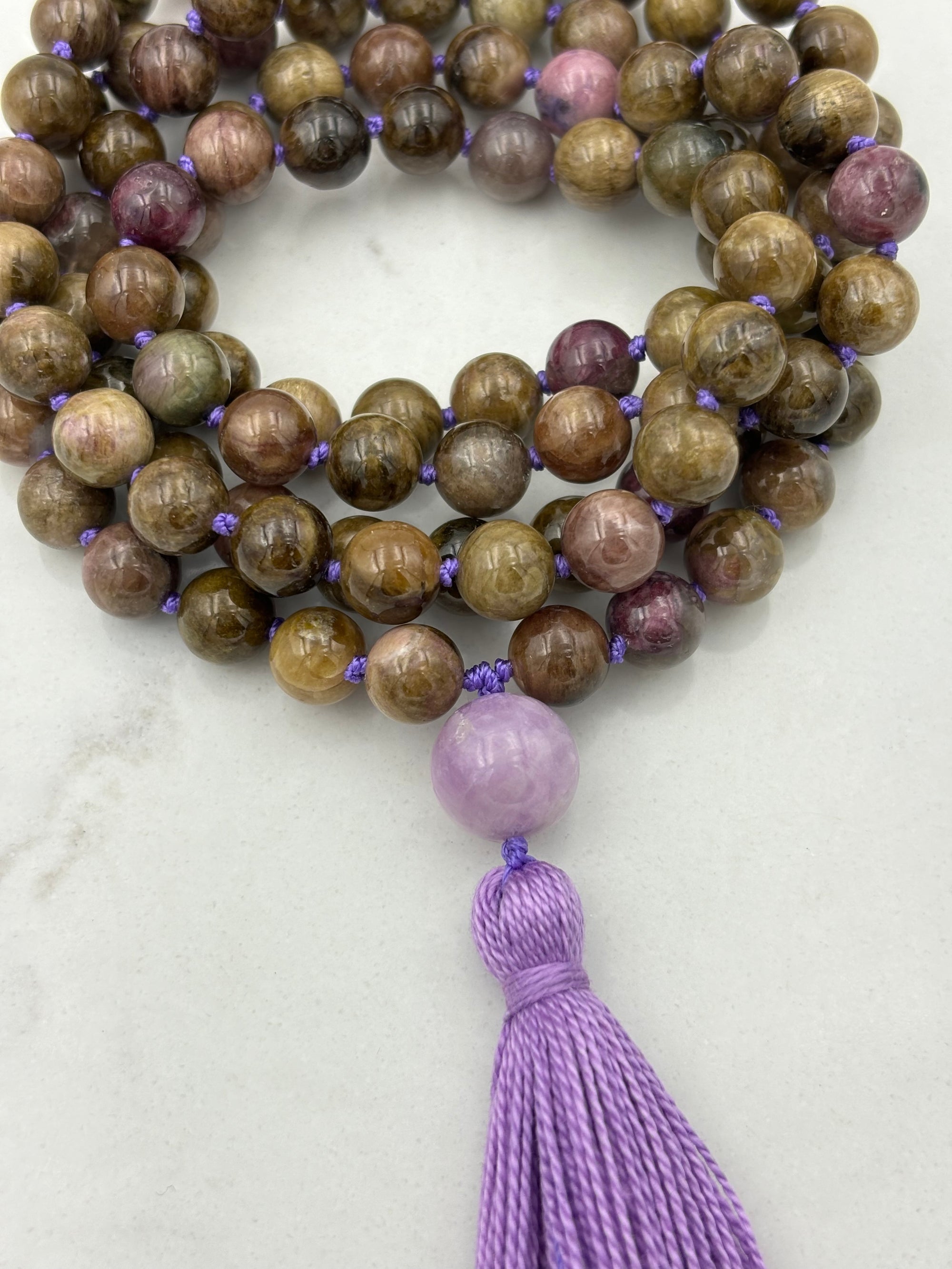 cat's eye tourmaline gemstone mala | radiant malas | handmade in boulder, colorado