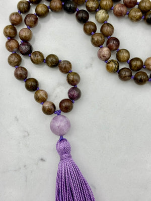 cat's eye tourmaline gemstone mala | radiant malas | handmade in boulder, colorado