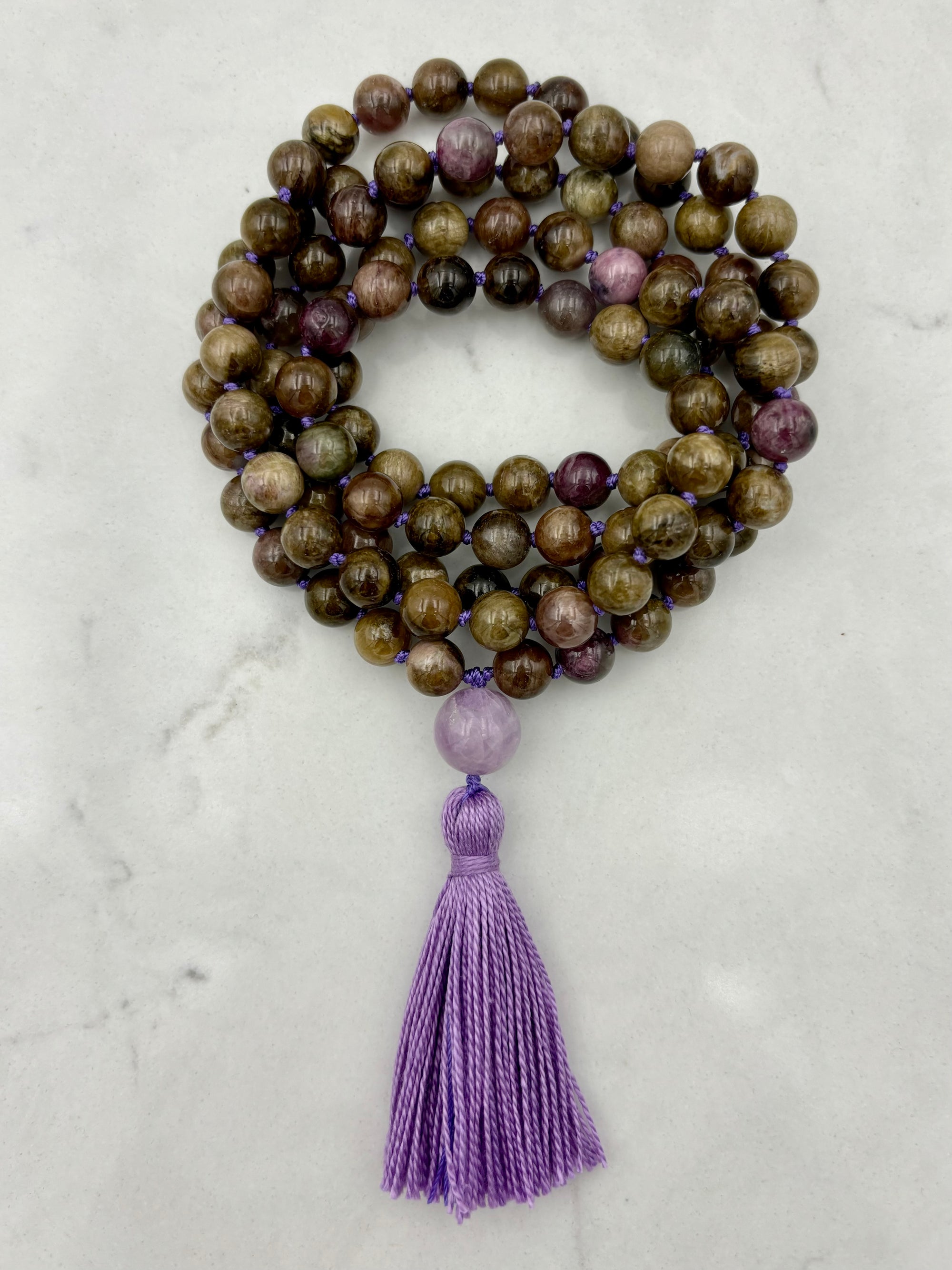 cat's eye tourmaline gemstone mala | radiant malas | handmade in boulder, colorado