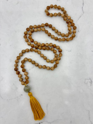 sandalwood mala necklace | radiant malas | handmade in boulder, colorado