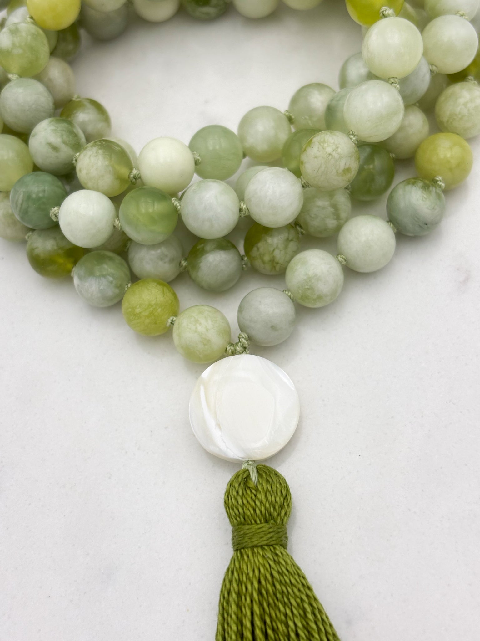 serpentine jade gemstone mala | radiant malas | handmade in boulder, colorado
