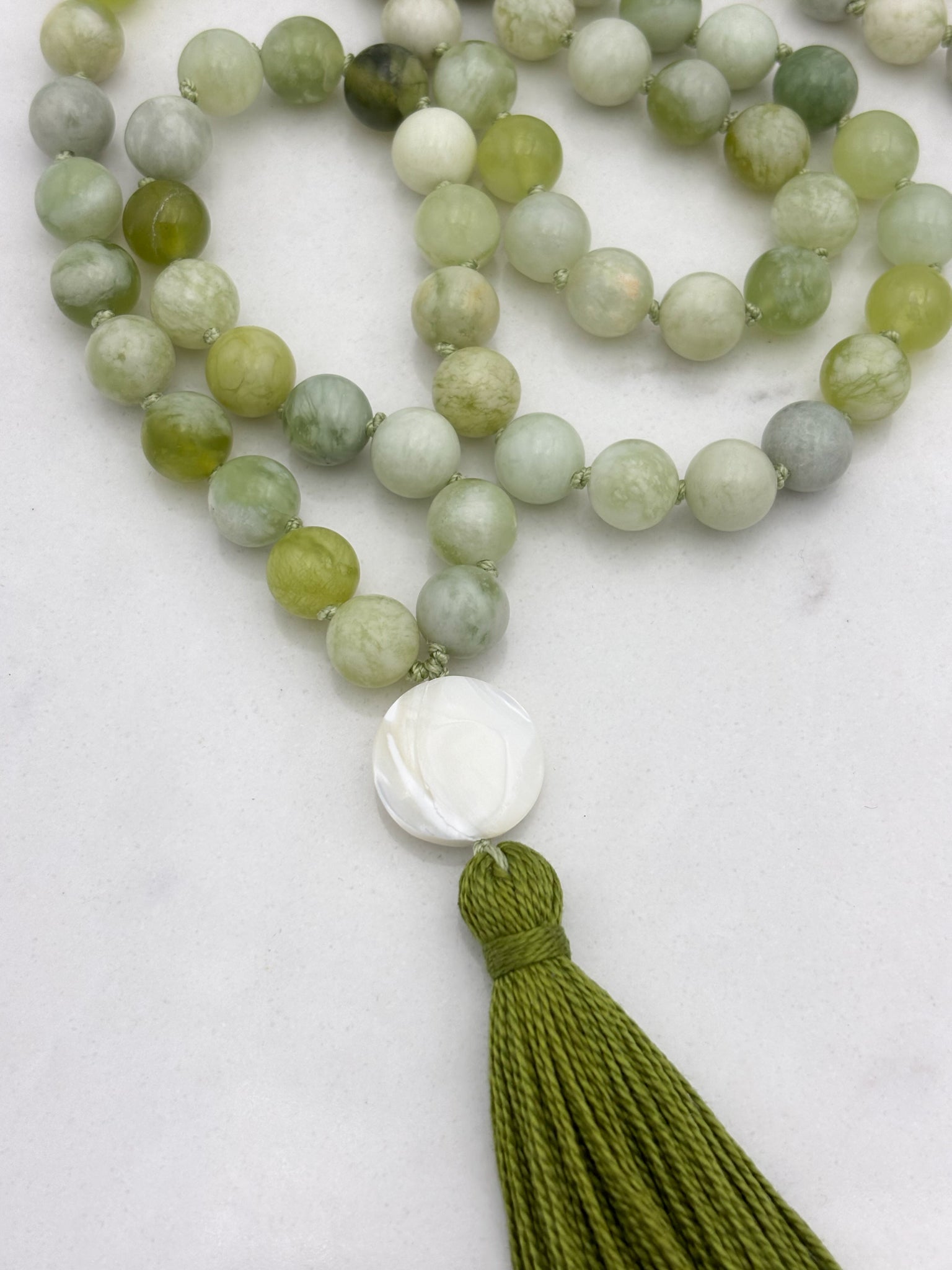 serpentine jade gemstone mala | radiant malas | handmade in boulder, colorado