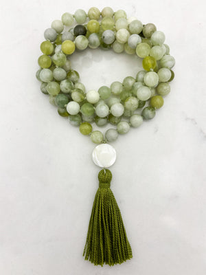 serpentine jade gemstone mala | radiant malas | handmade in boulder, colorado