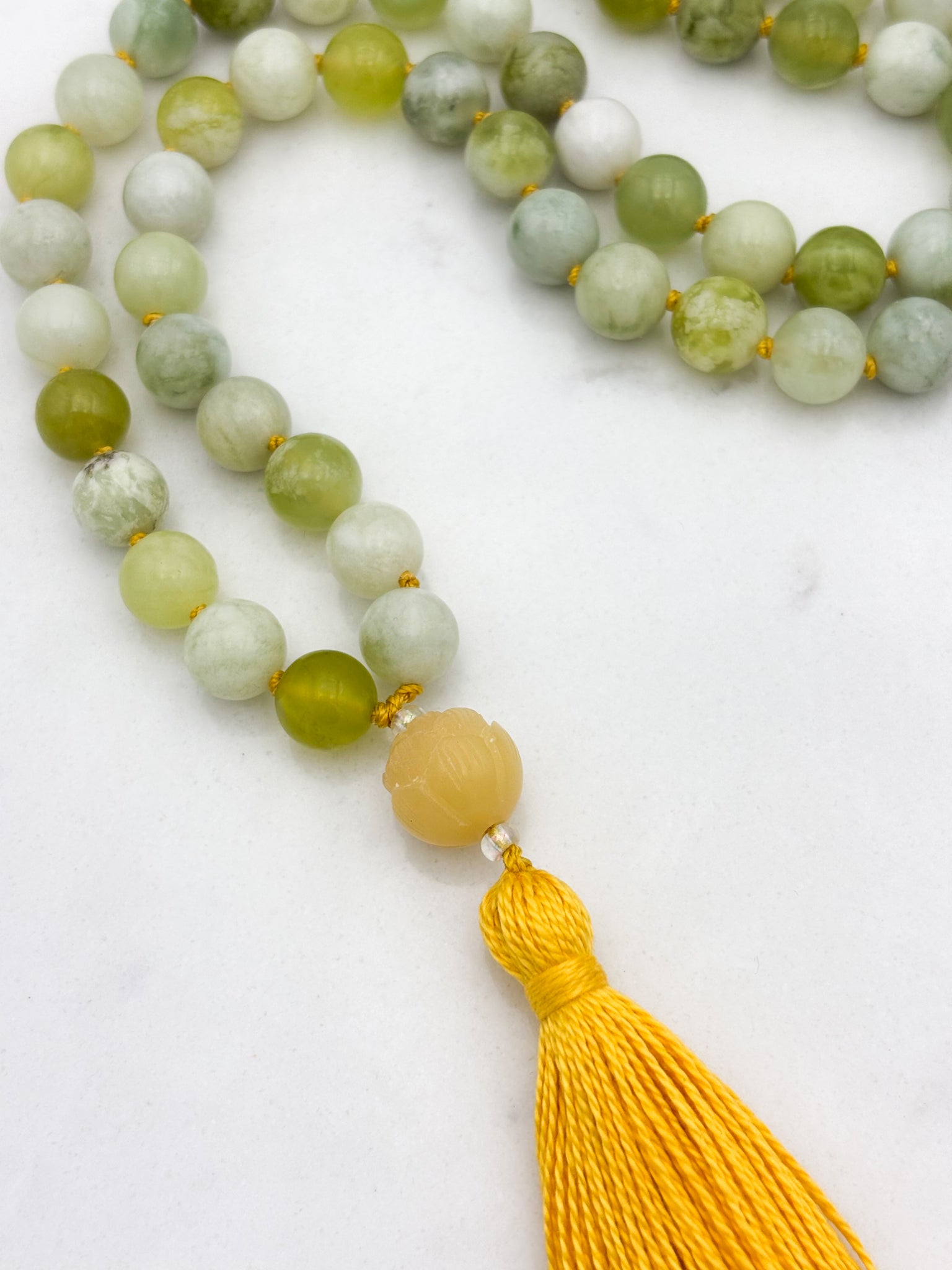 serpentine jade gemstone mala | radiant malas | handmade in boulder, colorado
