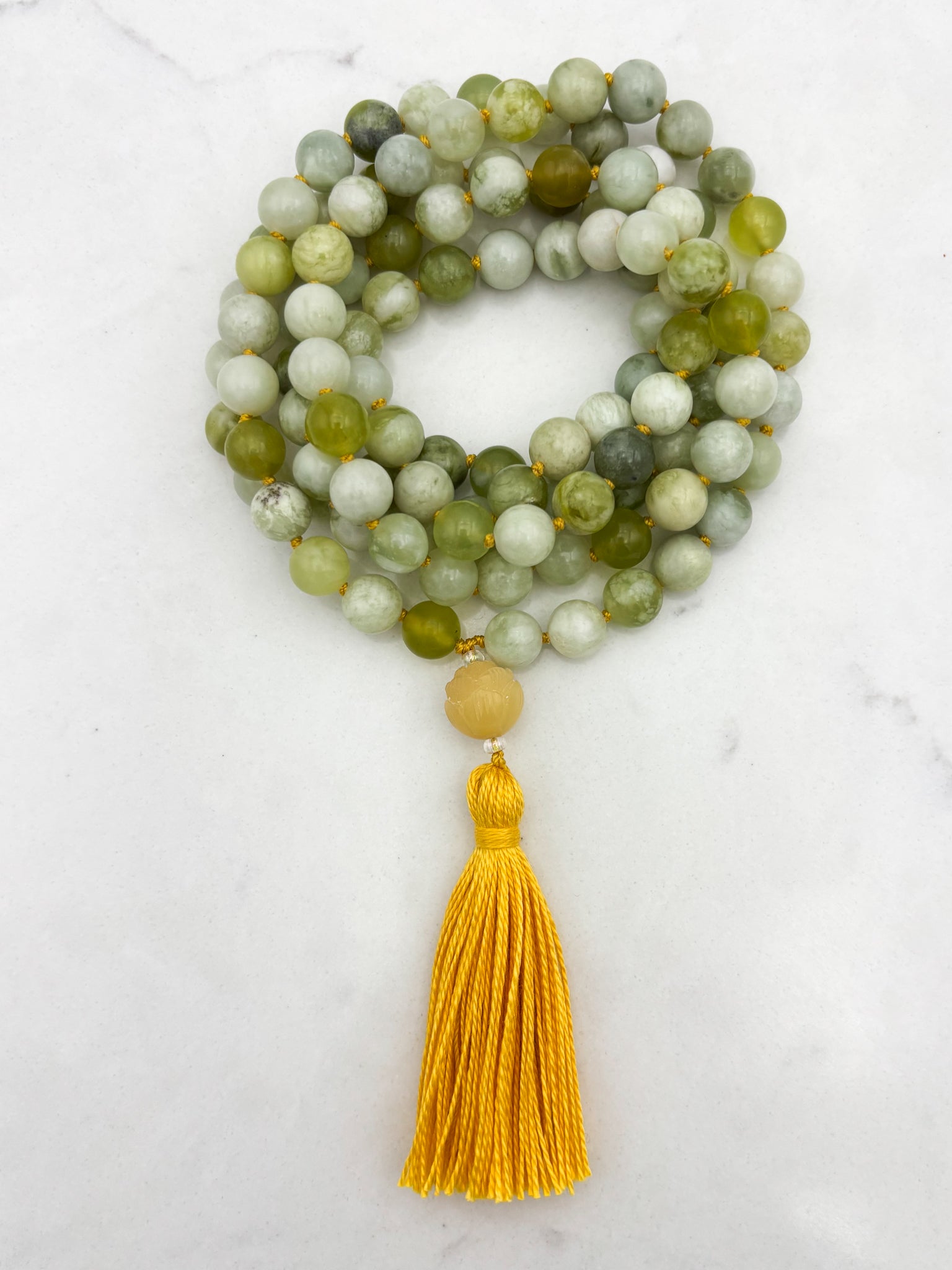 serpentine jade gemstone mala | radiant malas | handmade in boulder, colorado