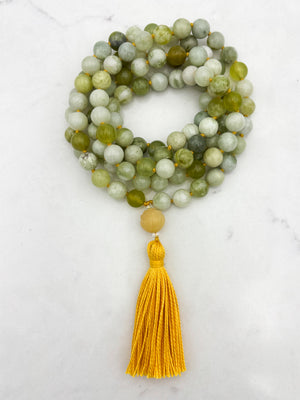 serpentine jade gemstone mala | radiant malas | handmade in boulder, colorado