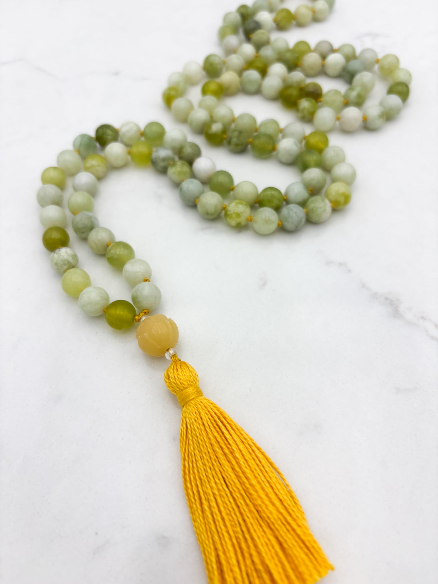 serpentine jade gemstone mala | radiant malas | handmade in boulder, colorado