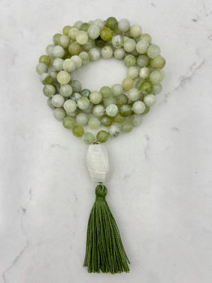 serpentine jade gemstone mala necklace | radiant malas | handmade in boulder, colorado