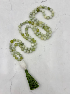 serpentine jade gemstone mala necklace | radiant malas | handmade in boulder, colorado