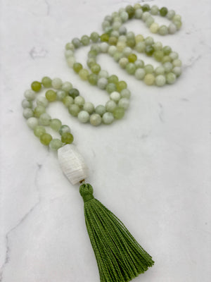 serpentine jade gemstone mala necklace | radiant malas | handmade in boulder, colorado