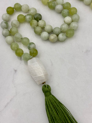 serpentine jade gemstone mala necklace | radiant malas | handmade in boulder, colorado