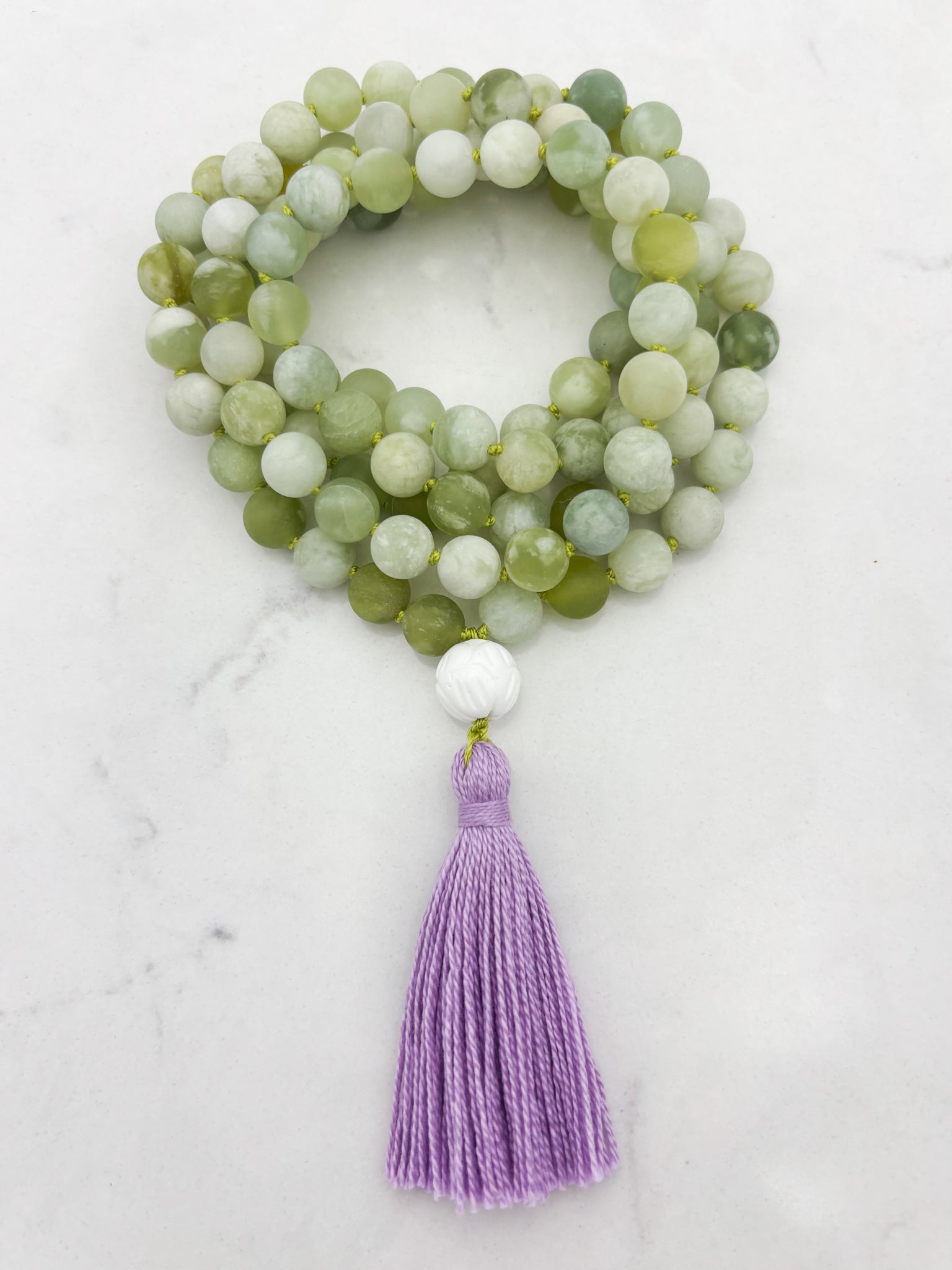 serpentine jade gemstone mala | radiant malas | handmade in boulder, colorado