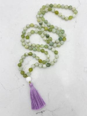 serpentine jade gemstone mala | radiant malas | handmade in boulder, colorado