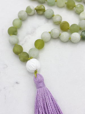 serpentine jade gemstone mala | radiant malas | handmade in boulder, colorado