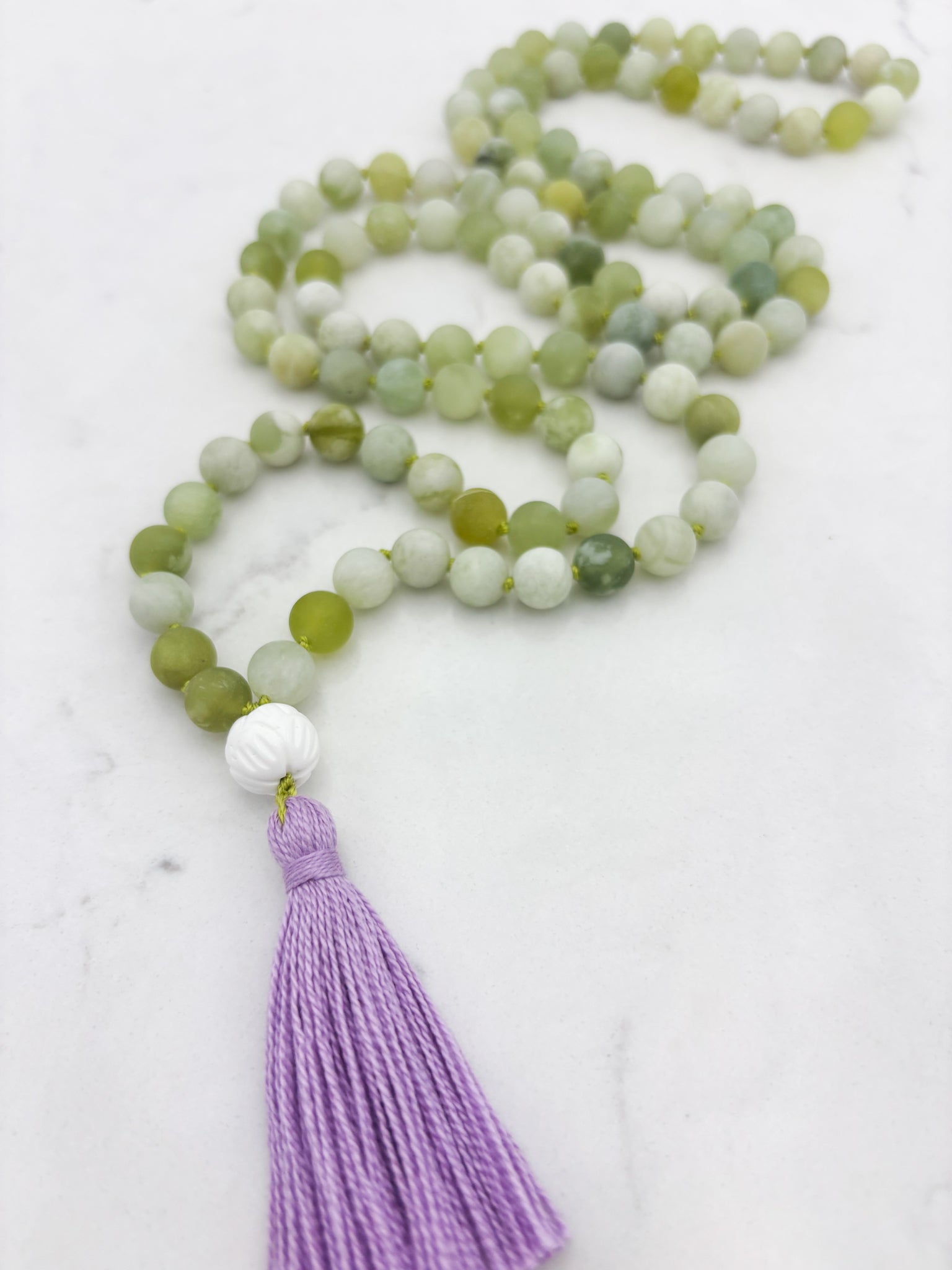 serpentine jade gemstone mala | radiant malas | handmade in boulder, colorado