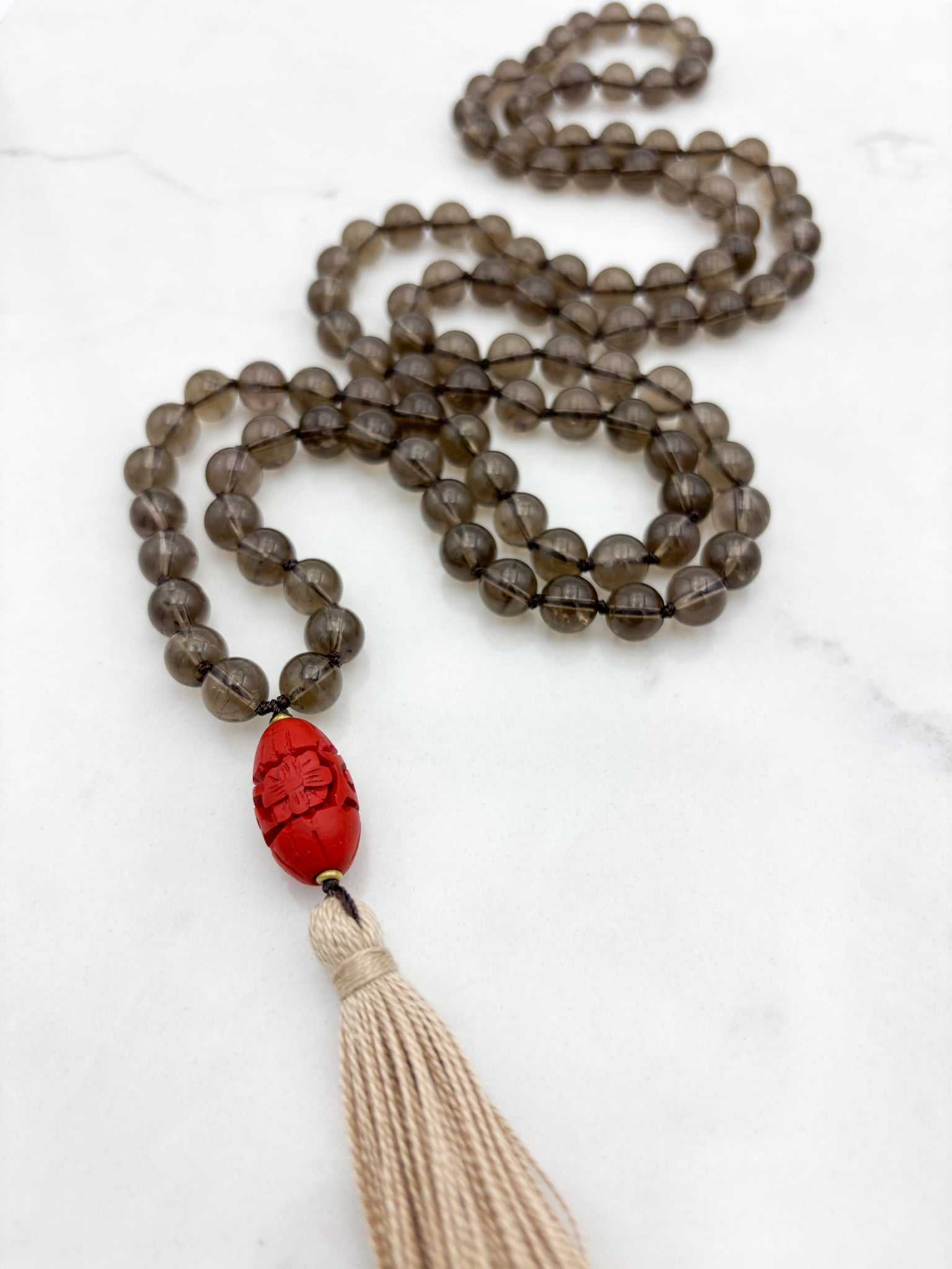 smoky quartz gemstone mala | radiant malas | handmade in boulder, colorado