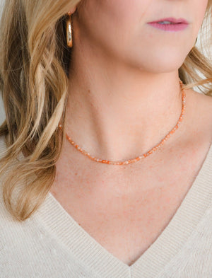 sunstone 16" tiny gemstone necklace