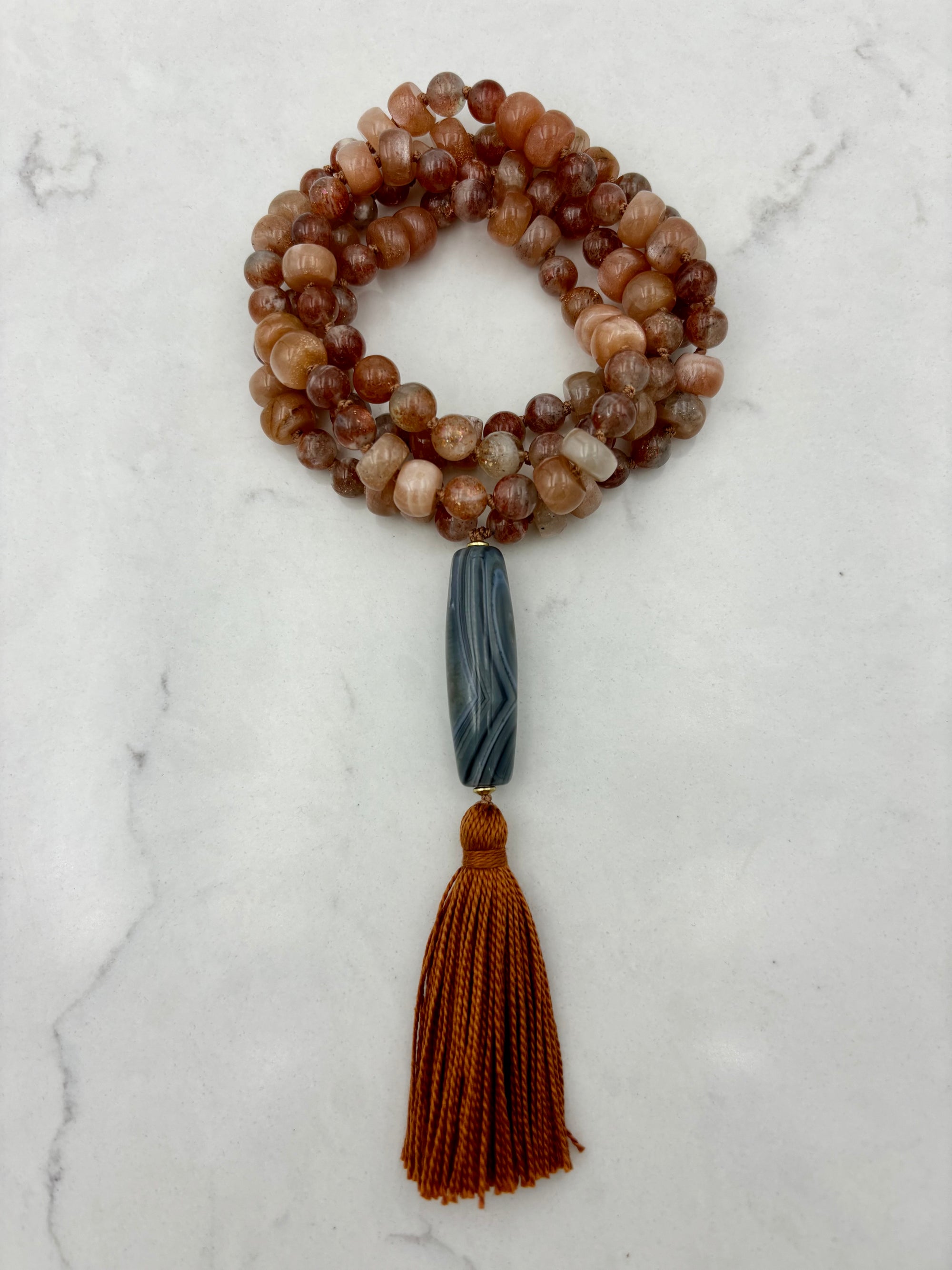 sunstone gemstone mala necklace |  radiant malas | handmade in boulder, colorado