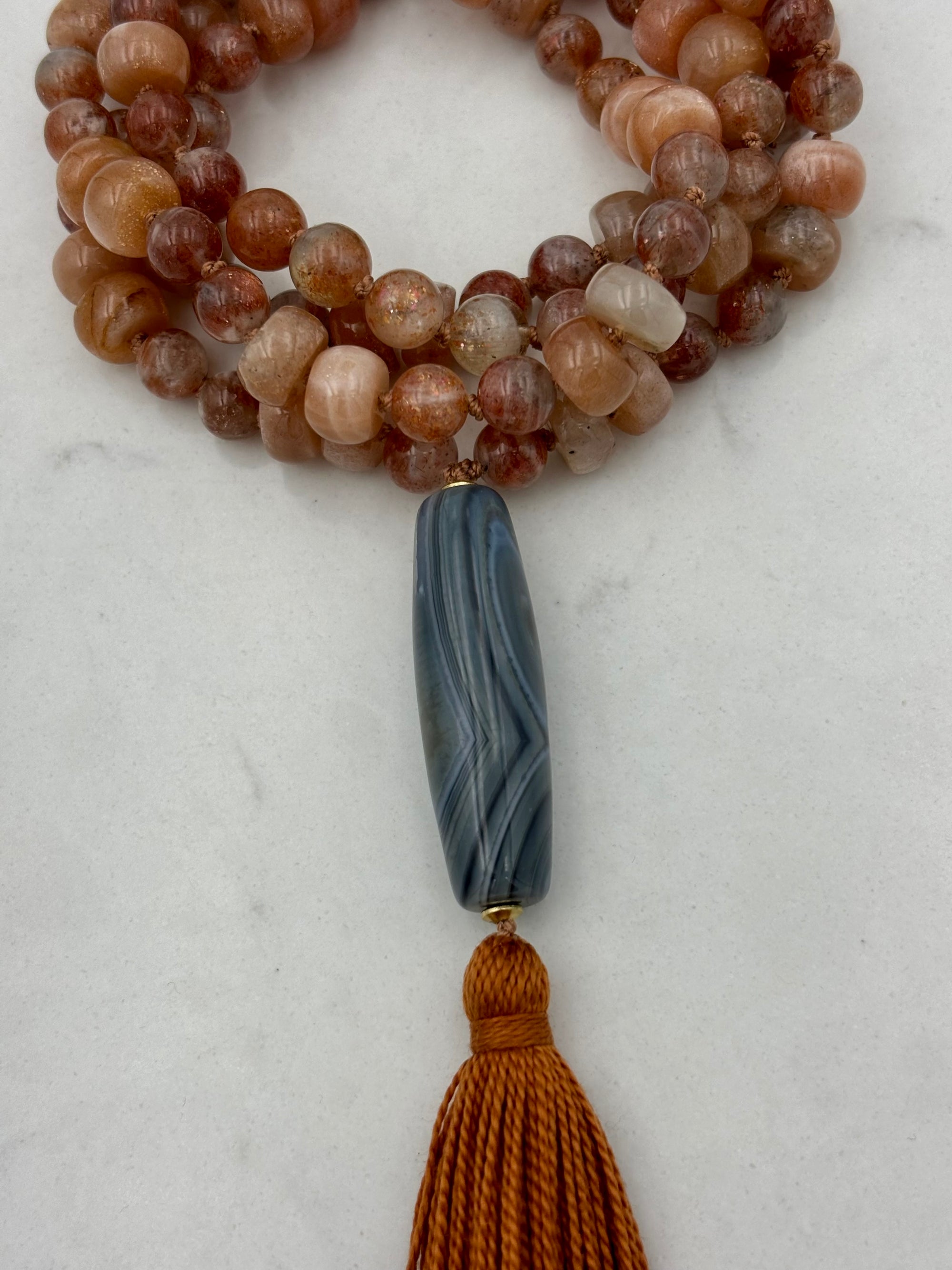 sunstone gemstone mala necklace |  radiant malas | handmade in boulder, colorado