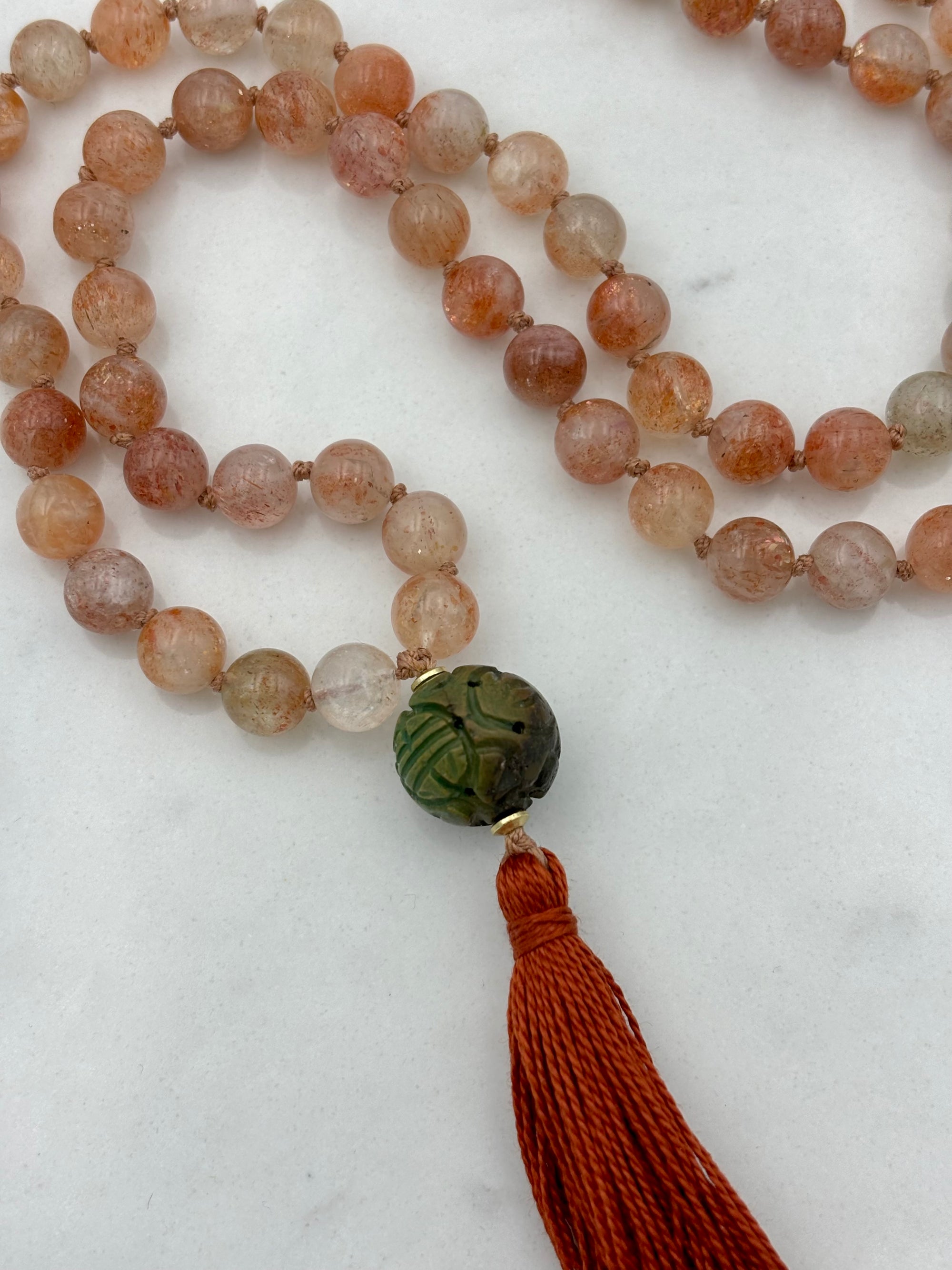 sunstone gemstone mala necklace | radiant malas | handmade in boulder, colorado