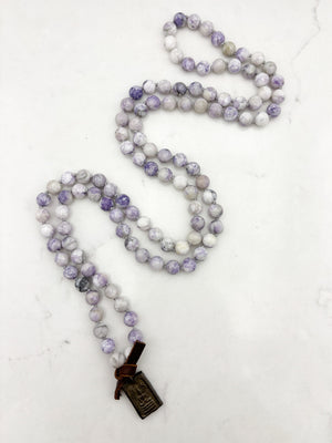 tiffany jasper gemstone mala with brass Buddha pendant | radiant malas | handmade in boulder, colorado