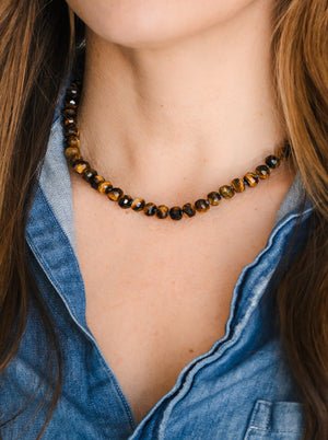 tiger's eye gemstone knotted necklace | radiant malas | handmade in boulder, colorado