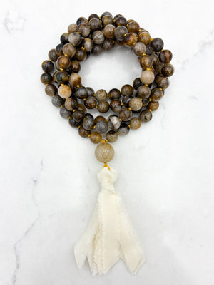 Tiger's Eye Mala with Silk Tassel