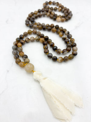 Tiger's Eye Mala with Silk Tassel