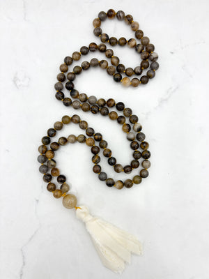 Tiger's Eye Mala with Silk Tassel