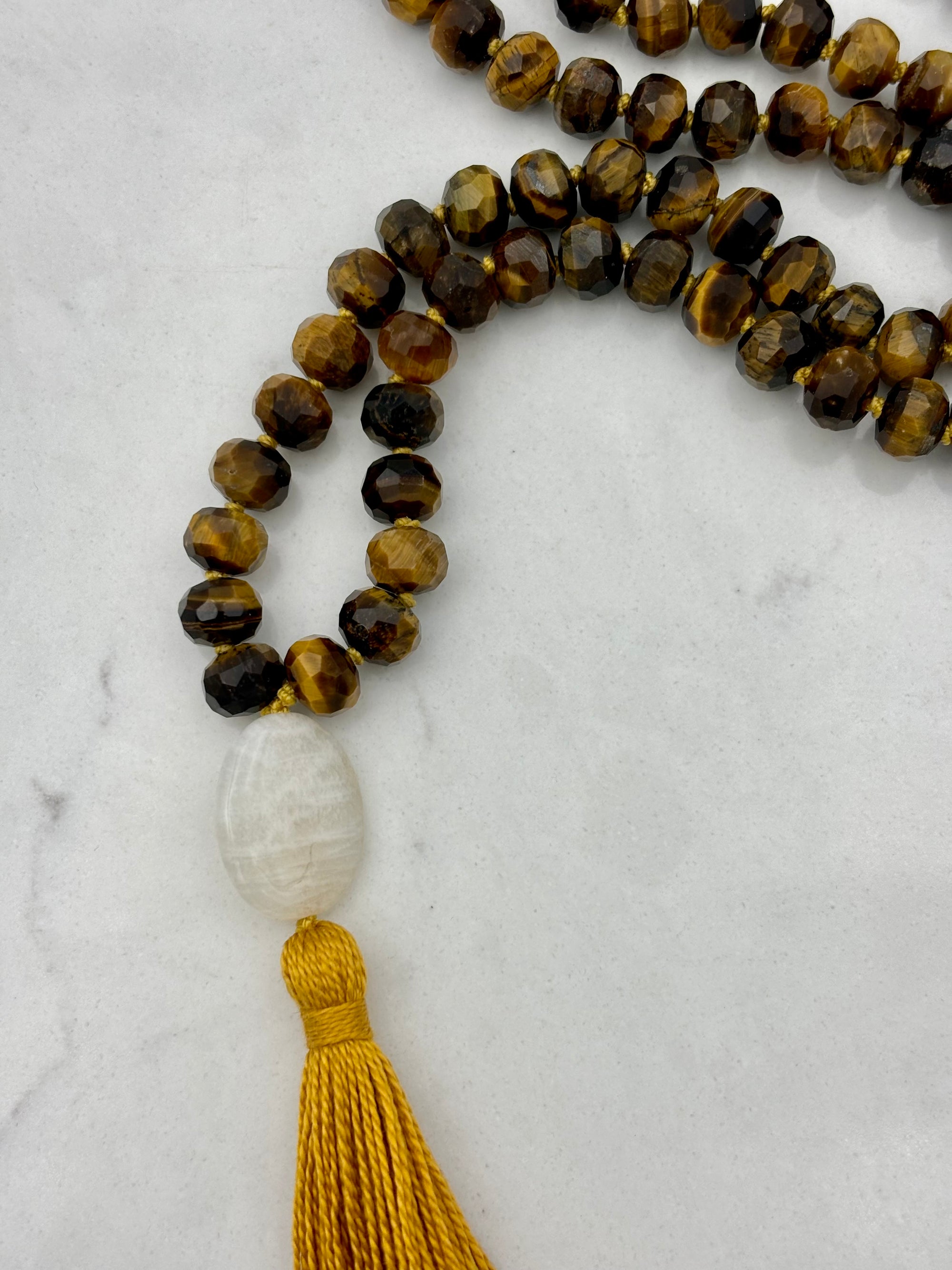 tiger's eye crystal mala necklace | radiant malas | handmade in boulder, colorado