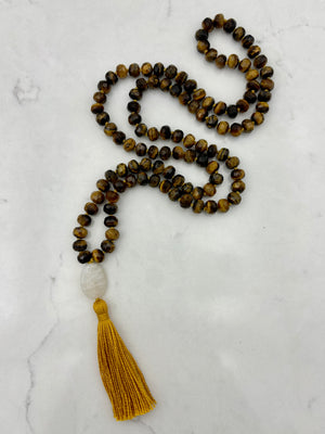 tiger's eye crystal mala necklace | radiant malas | handmade in boulder, colorado