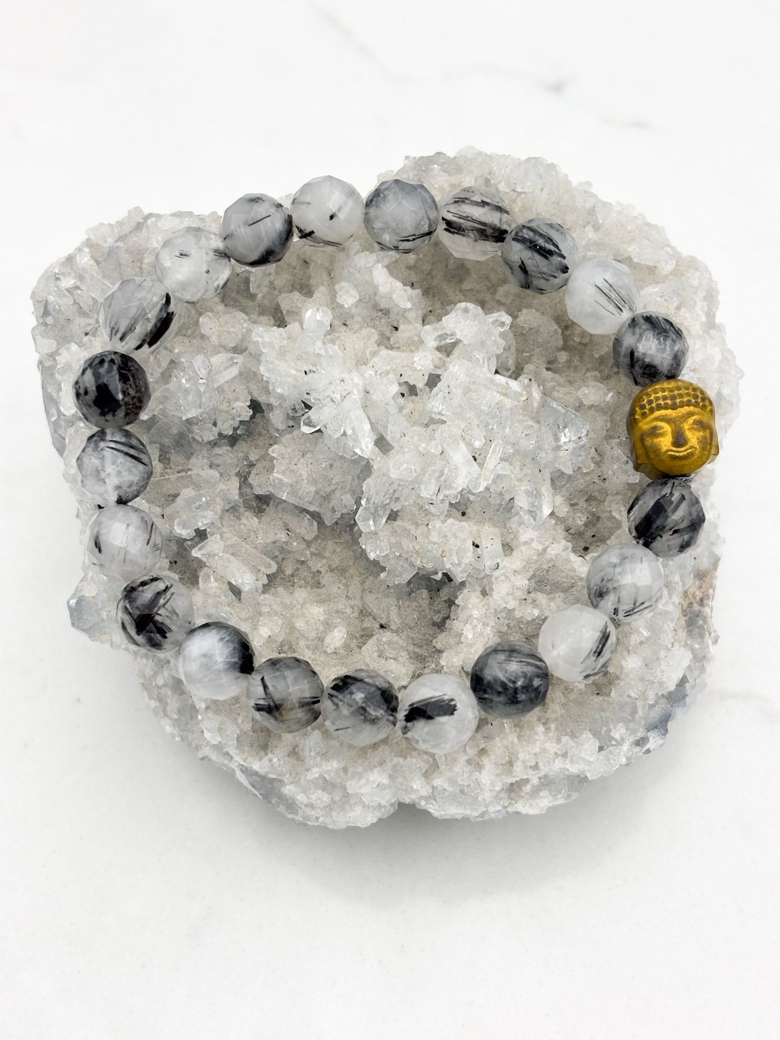 black tourmalinated quartz gemstone mala necklace | radiant malas | handmade in boulder, colorado