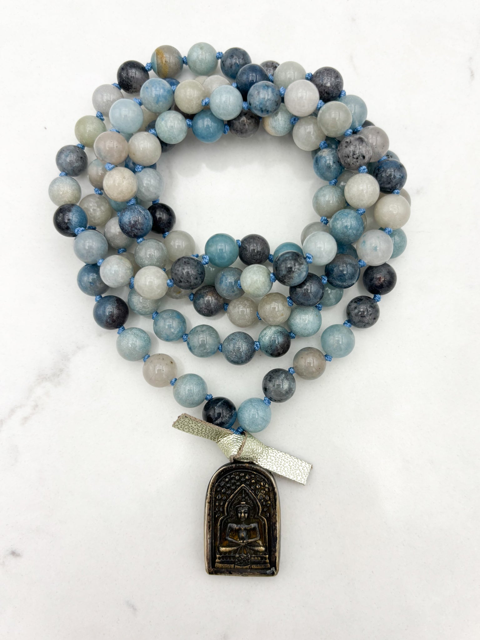 trolleite gemstone mala necklace with brass buddha pendant | radiant malas | handmade in boulder, colorado