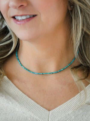 Turquoise 16" tiny intentions gemstone necklace | radiant malas | handmade in boulder, colorado
