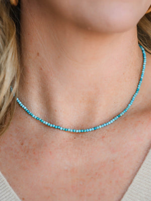 Turquoise 16" tiny intentions gemstone necklace | radiant malas | handmade in boulder, colorado