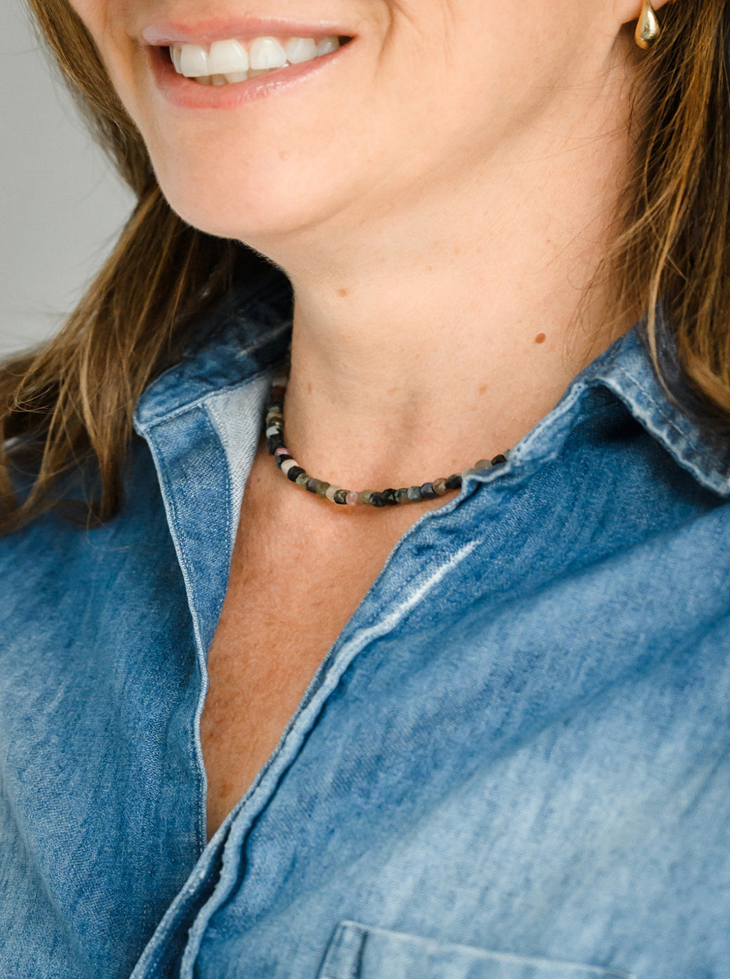 watermelon tourmaline cubed gemstone necklace | radiant malas | handmade in boulder, colorado