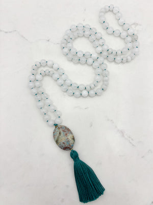 white jade gemstone mala necklace | radiant malas | handmade in boulder, colorado