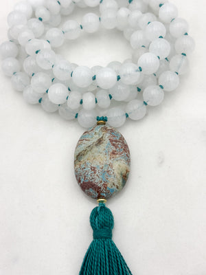 white jade gemstone mala necklace | radiant malas | handmade in boulder, colorado