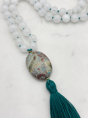 white jade gemstone mala necklace | radiant malas | handmade in boulder, colorado