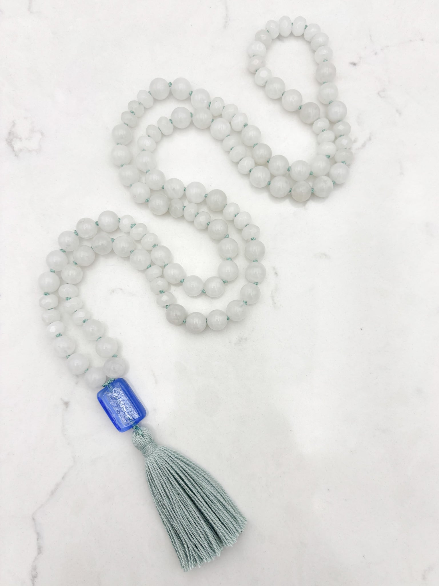 White Jade Gemstone Mala